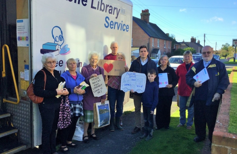 Huw at HOOE mobile library