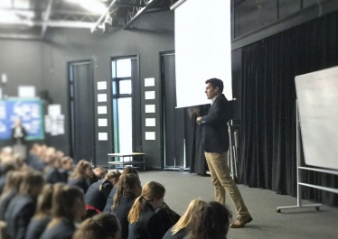 Huw talks about democracy at Ark Helenwood Academy